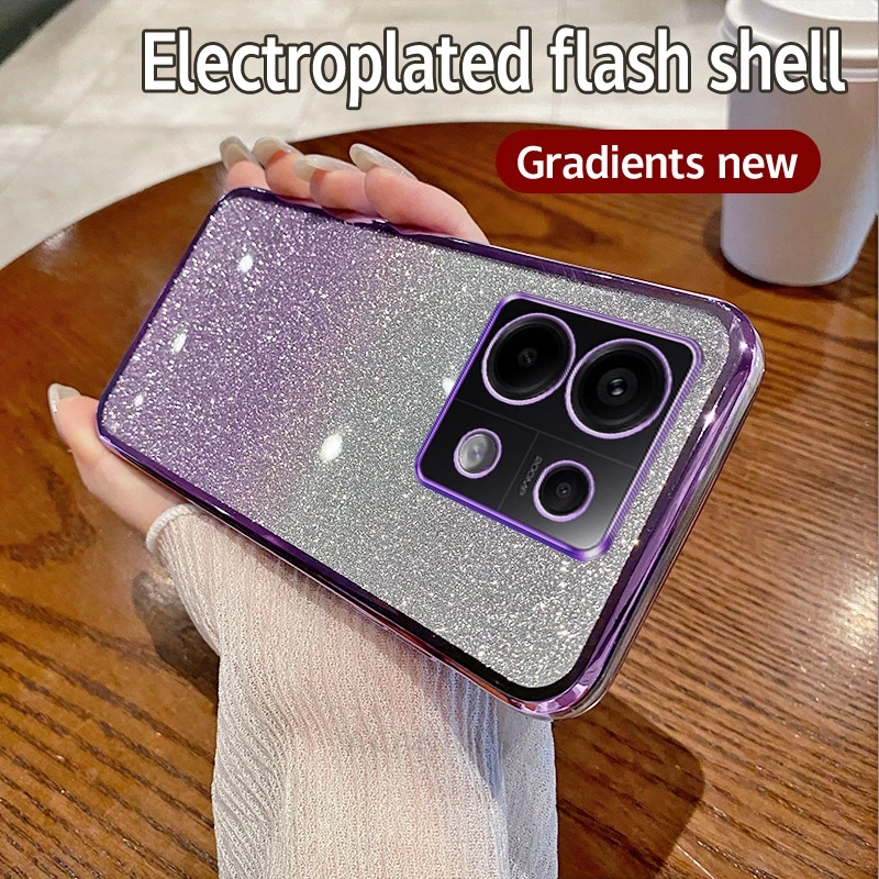 Luxury Gradient Glitter Silicone Plating Back Cover