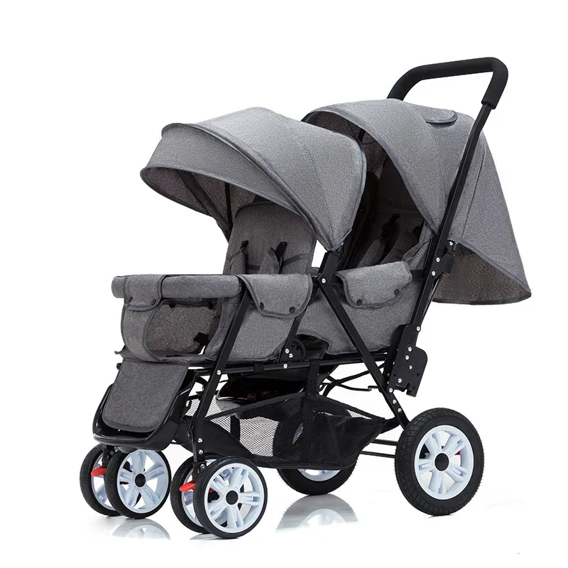 

2023Twins Baby Stroller Can Sit and Lie Baby Carriage High Landscape Lightweight Collapsible Double Seat Carts