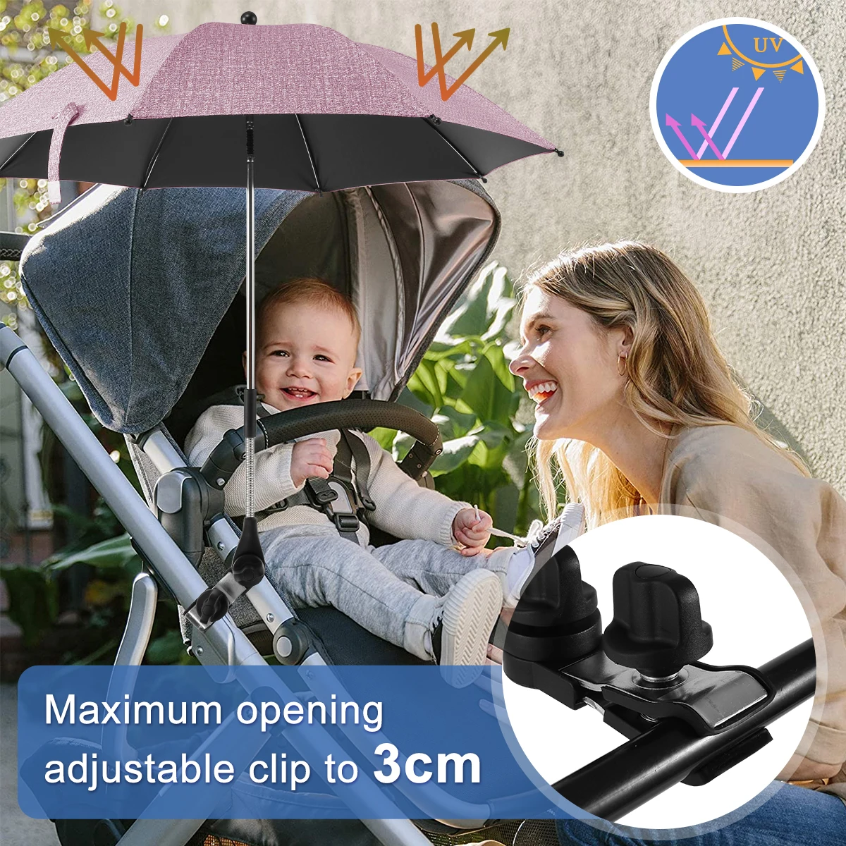 Universal Baby Car Pram Umbrella Adjustable Shade Rainproof 360&deg; UV Protection for Stroller mini umbrella mini sun umbrella sun umbrella automatic sun umbrella kids umbrella