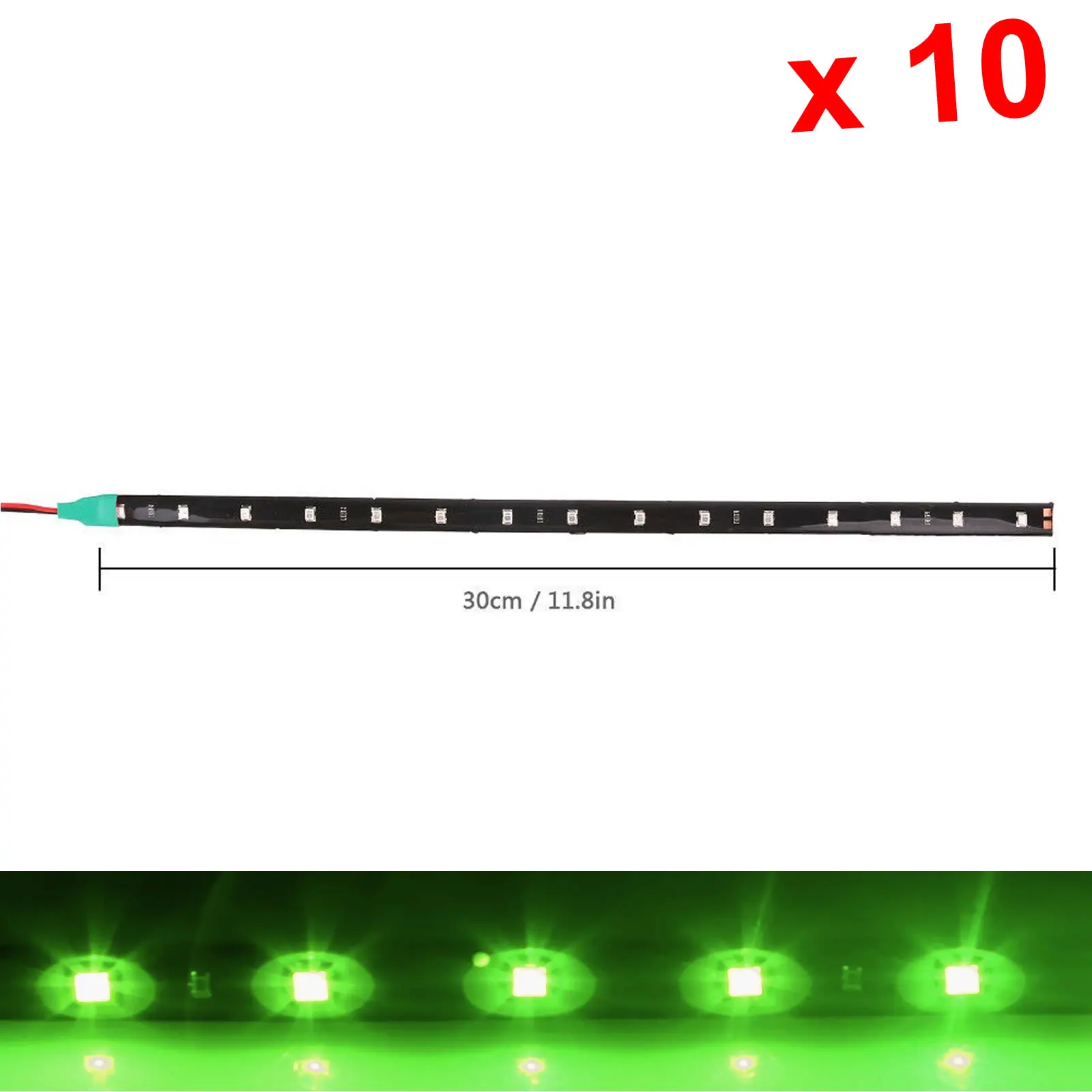

10x зеленая Гибкая полоса Φ 30 см 1FT 12 'Waterproof 12 1210 SMD светильник