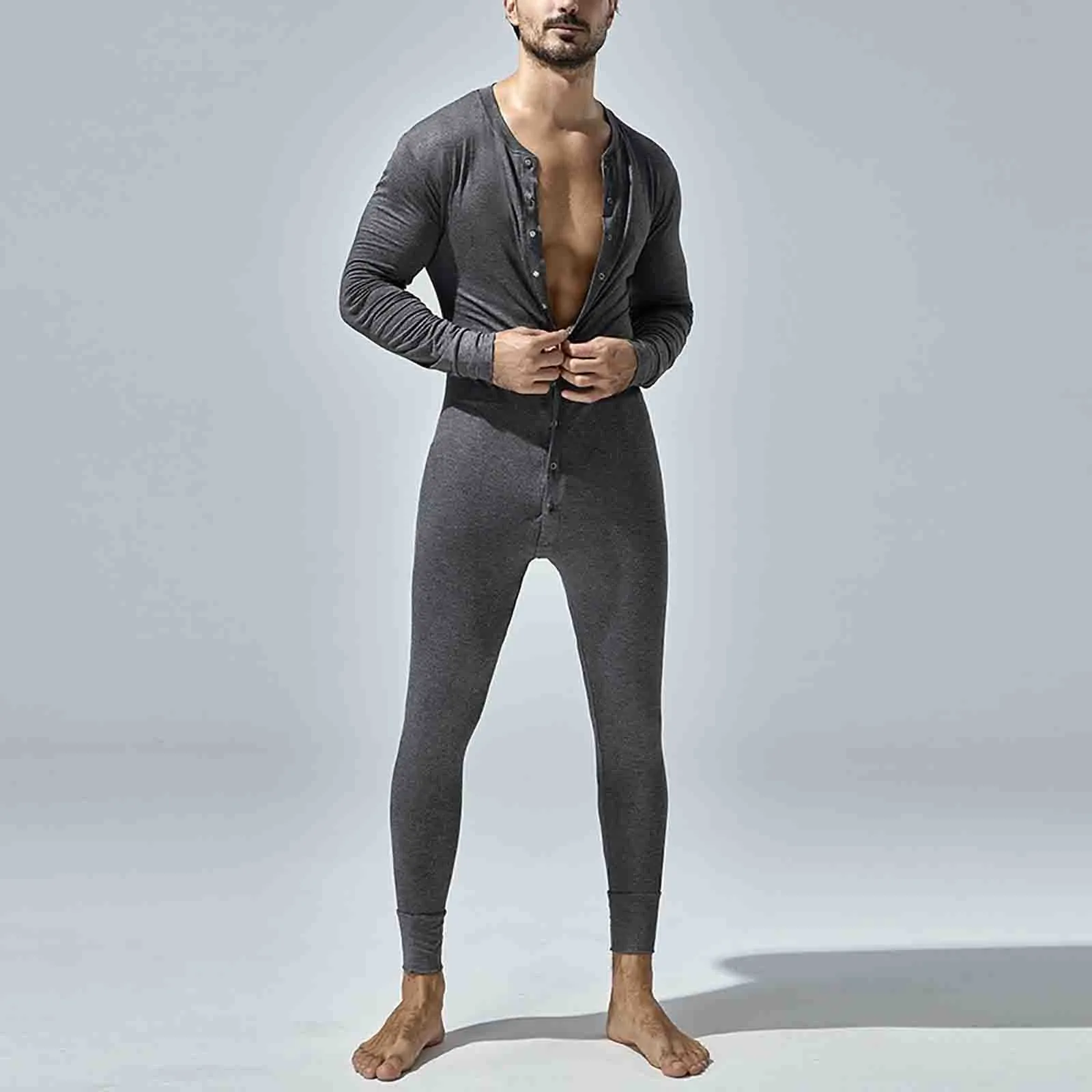 Men Bodysuits Jumpsuits Lingerie Single Breasted Onesie