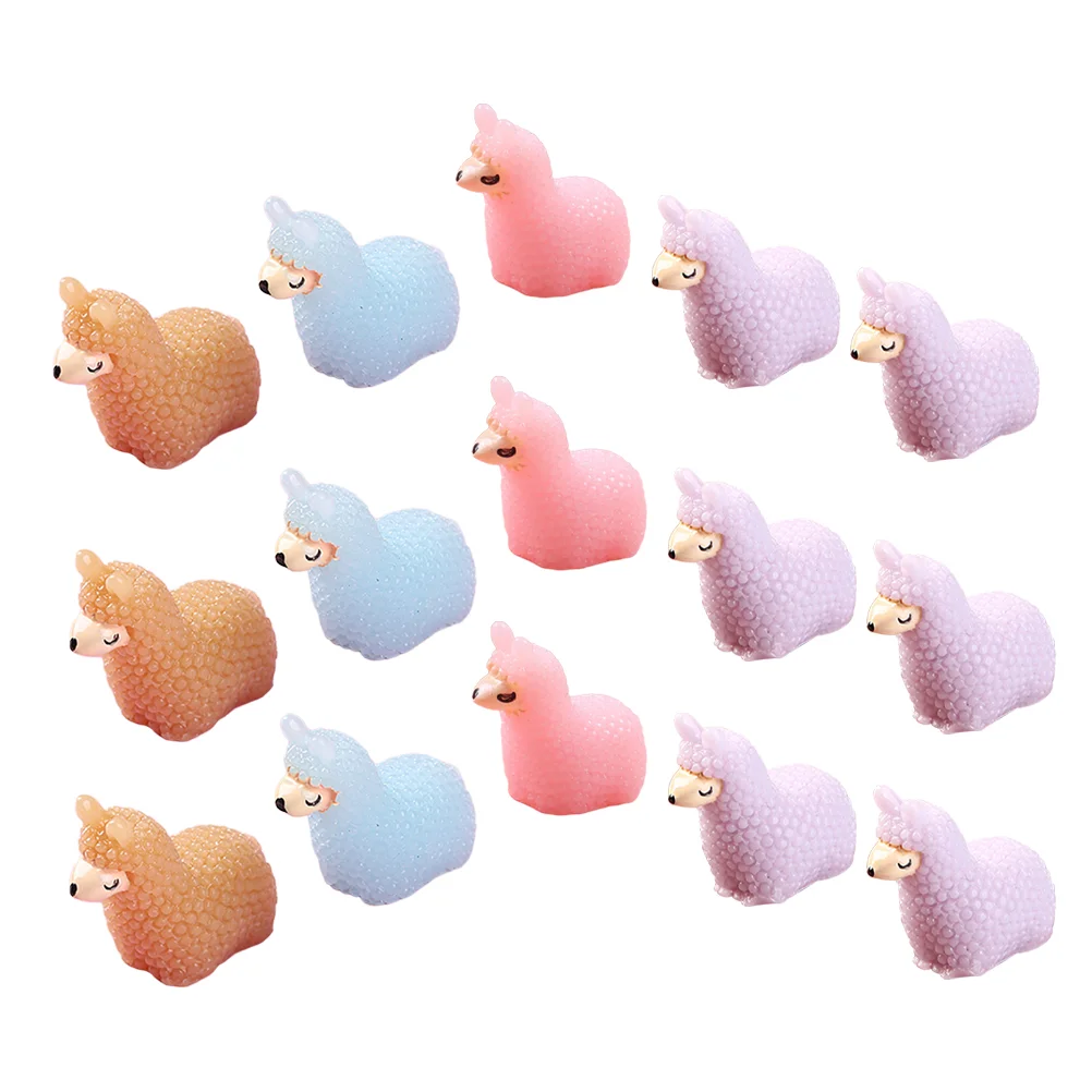 

15pcs Miniature Alpaca Statues Resin Alpaca Figurine Animal Mini Garden Decoration Mixed Color