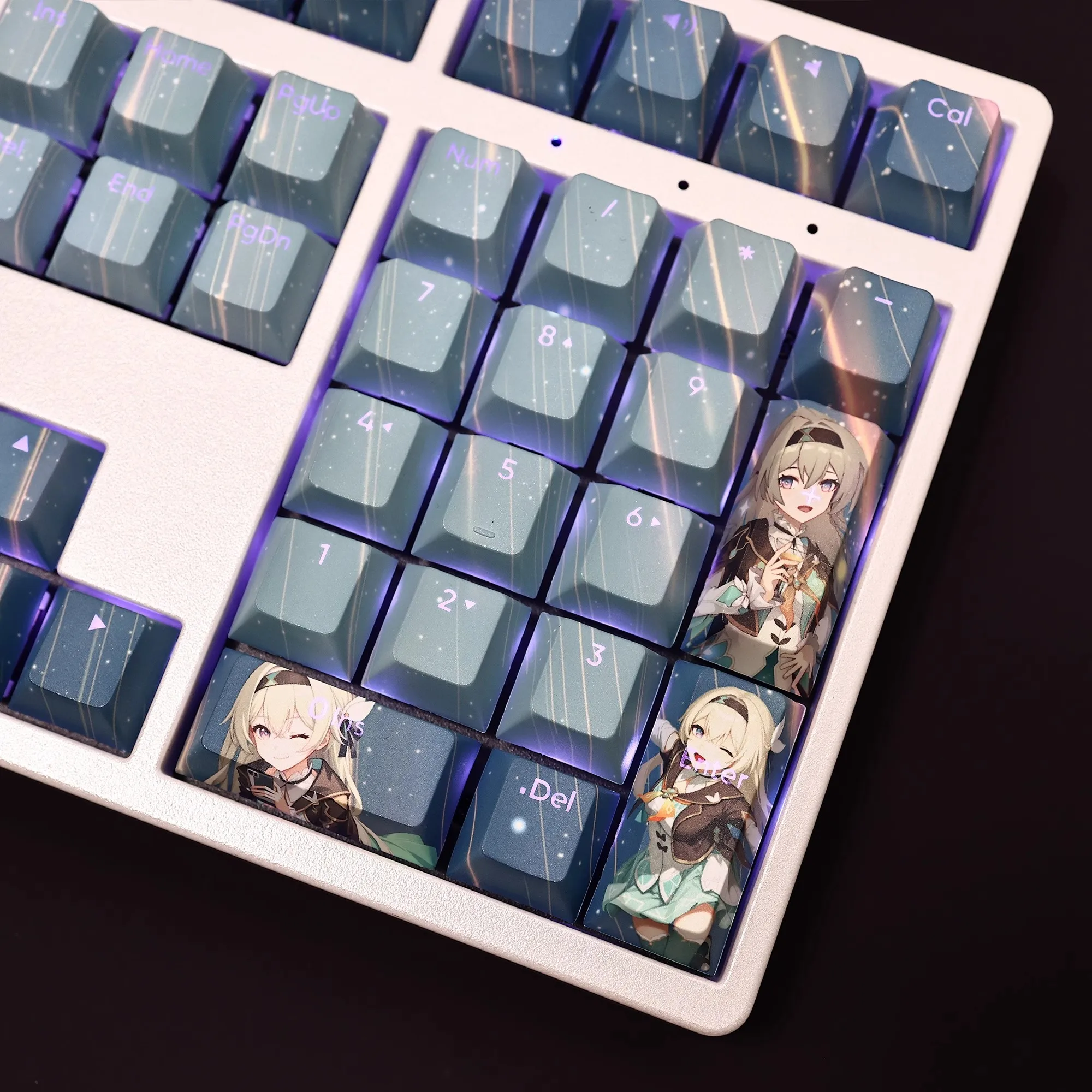 Keycaps dos Desenhos Animados para Teclado Keycaps Anime Keycaps para Ansi 61 87 104 108 Chaves Pbt Dye Subbed Star Rail Firefly Anime 108 Chaves - Imagem 3