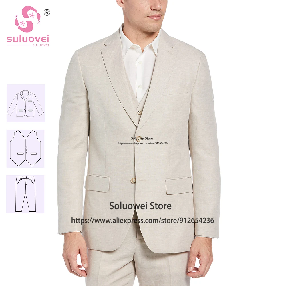 Fashion Simple Slim Fit Suits For Men 3 Piece Pants Set Groomsmens Wedding Dinner Prom Tuxedos Blazer Costume Homme Pour Mariage