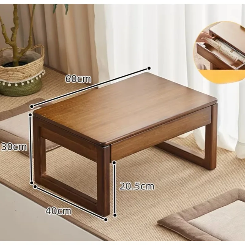 Handwoven Rattan Table, Bedroom Window-Side Bamboo Desk, Ground-Level Tea Stand, Bay Window Coffee Table, Zen-Style
