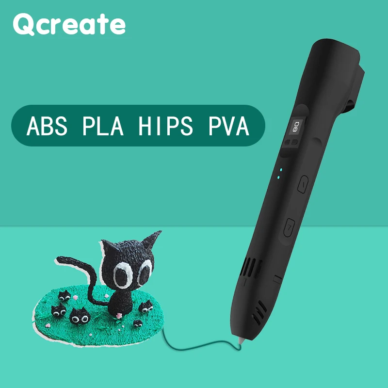 Pen Suporta Abs Pla Quadris Pva 60245 Graus Faixa de Temperatura Tela Lcd Ajustável Controle de Velocidade Qcreate3d