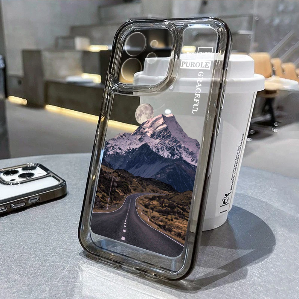 thumbnail image 1 of Funda de teléfono Moon para iPhone 15 Pro, funda para iPhone 16, 14, 13, 11, 12 Pro Max, 14, 15, 16 Plus, XR Max, 7, 8 SE, fundas de silicona con diseño de montaña, 1 of 5
