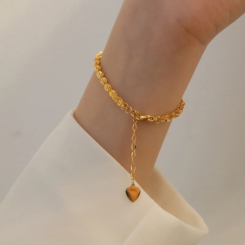 Luxury 24K 9999 Pure Gold Fengwei Love Women's Bracelet Light Luxury Women's Bracelet