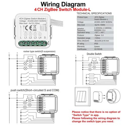 GIRIER Tuya ZigBee 3.0 Smart Light Switch Module No Neutral Wire Required Works with Alexa Google Home Support 2 Way Control - Image 5