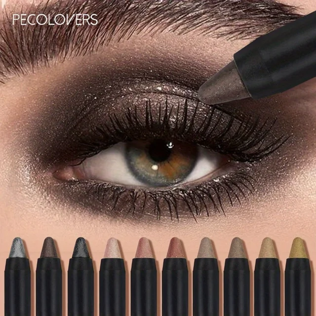 PECOLOVERS Champagne Brown Metallic Eyeshadow Stick - Waterproof, Long-Lasting Glitter Highlighter & Brightening Pencil Crayon