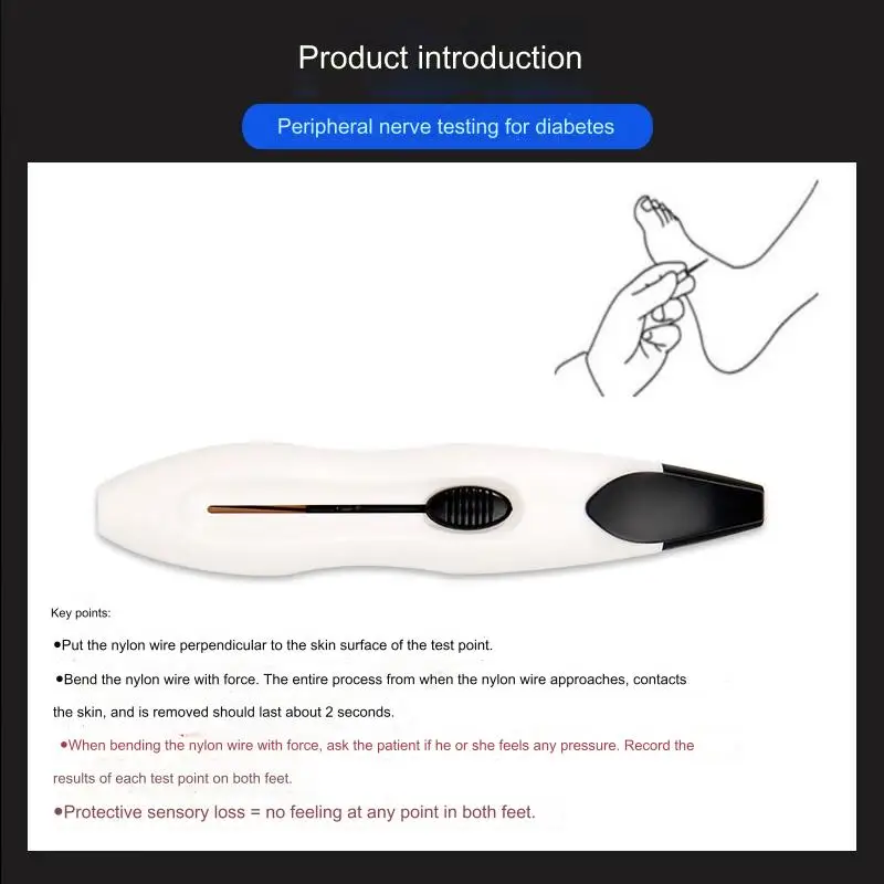 Medical Sensory Tester Medical 10g Nylon Diabetic Monofilament Sensory Tester Foot Nerve Needle Pen Filament