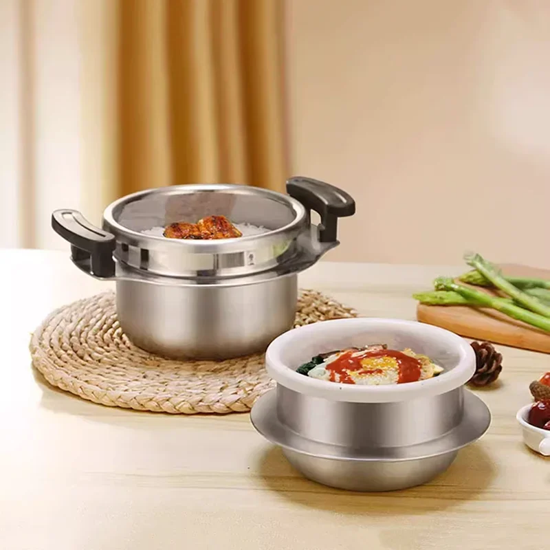 Stainless Steel Pressure Cooker Mini Pressure Pot Portable Quick Cooking Pot For Induction Ceramic Stove Gas Heating 1.6L