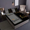 Queen King Golden Crown Couple Print Fitted Sheet Set 1* Fitted Sheet+2*Pillowcases Mattress Cover Soft Breathable Bedding Set 5