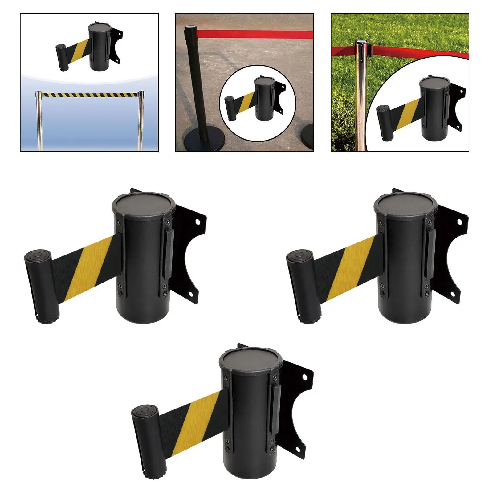 Retractable Belt Barrier Queue Line Divider Wall Mount Practical Sturdy Safe Barrier Belt Crowd Control