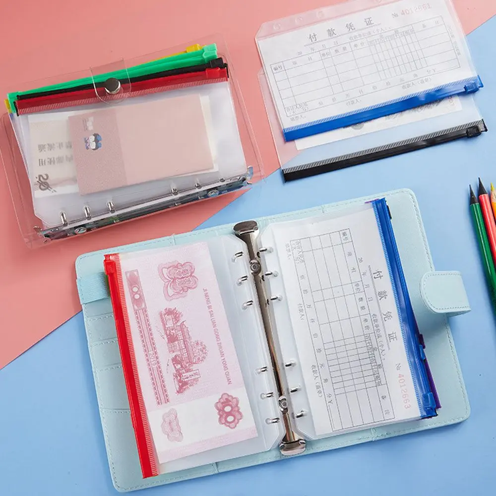 Loose Leaf Bags Waterproof Document Filing Bags 6 Ring Binder Zipper Folders Binder Pockets A5 A6 Size Notebook file folder file holder