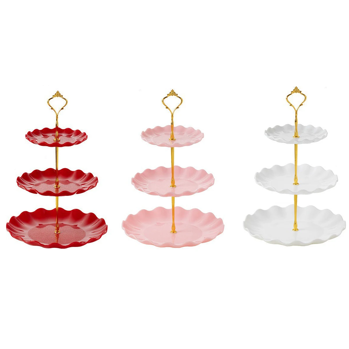 Description Picture 5 of itemPlastic Dessert Display Table Wavy European And American Style Buffet Tea Break Cake Dessert Service Tray Fruit Plate Display