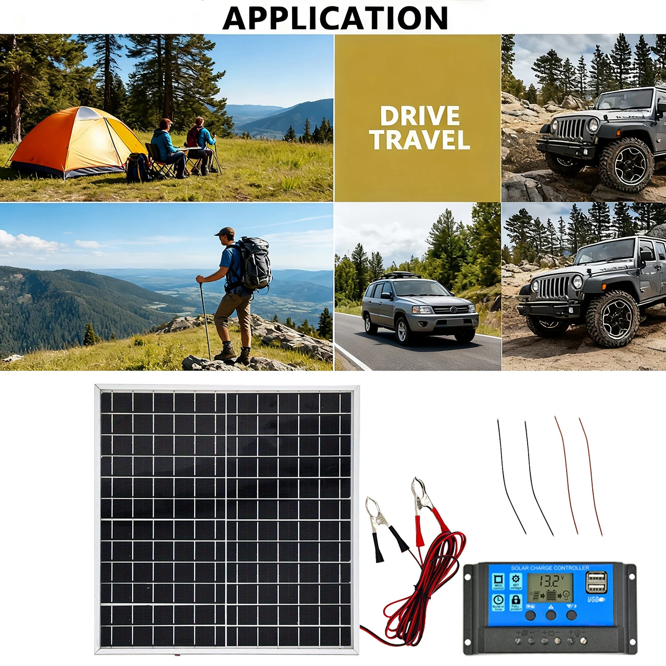 Kit Solare Portatile da Esterno con Pannello Solare Monocristallino da 12W con Telaio in Alluminio e Regolatore Solare da 12V per Camper, Escursionismo e Campeggio - Image 5