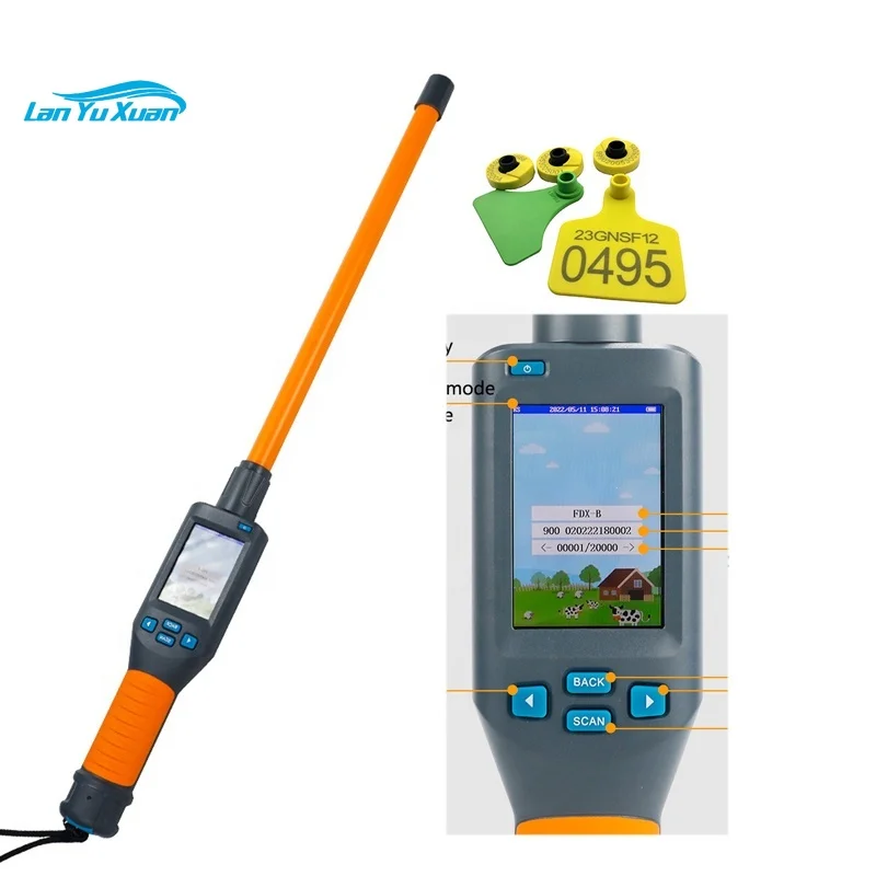 

Sheep Cattle Stick Reader Handheld 134.2khz Rfid Cow Microchip Ear Tag Horse Reader Animal chip Scanner