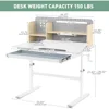 39in Wide Adjustable Height Kids Desk with Tilting Desktop, Steel Frame, Drawer, and Bookshelf Hutch, Study Child Table 2