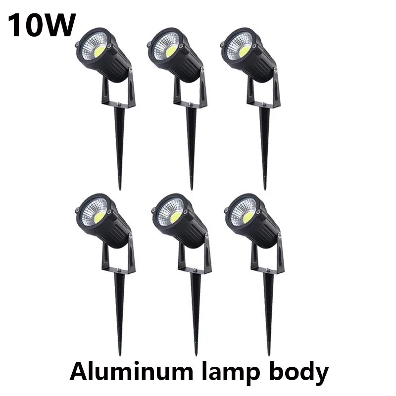 Outdoor impermeável LED Garden Lawn Lamp, Spike Bulb, Warm White COB Spotlights, Landscape Path, IP65, 10W, 220V, 110V, 12V, 24V, 4-10 Pcs