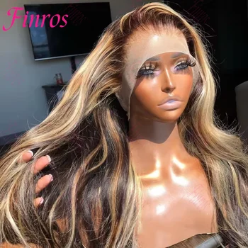 13x6 Hd Transparent Body Wave Lace Front Wig Colored Highlight Human Hair Wigs For Women Brazilian 4/27 Blonde Pre Plucked Wigs 1