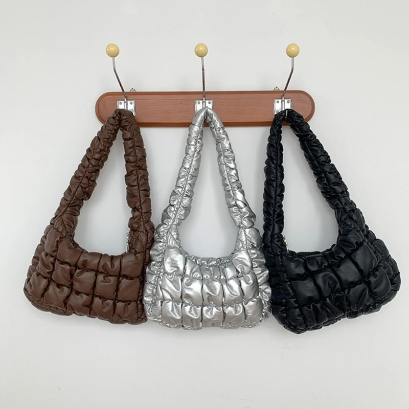 

Новинка, Женская Подушка, плечевой кошелек, легкая сумка-хобо из искусственной кожи с подкладкой из перьев, зимняя стеганая сумка-тоут из пузырчатой пленки