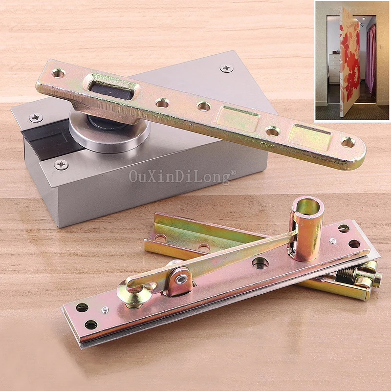 

2Set Heavy Duty 360° Rotation Door Hinge Stainless Steel+Casting Iron Pivot Door Hinges Upper & Lower for Wood Bearing 400KG