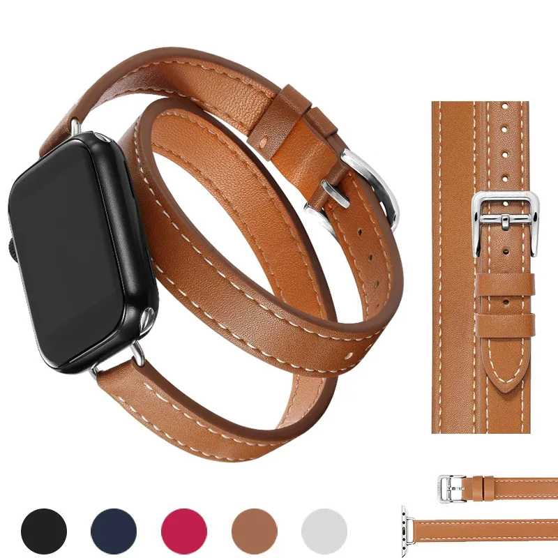 Premium Leather Strap Replacement for Apple Watch - Elegant and Durable Bracelet Accessory