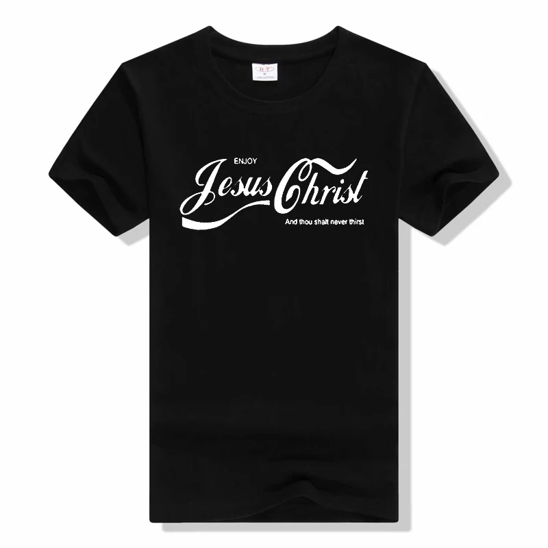 

Enjoy Jesus Christ The Real King Christian Funny T Shirt Fashion New Cotton Short Sleeve Round neck T-shirt