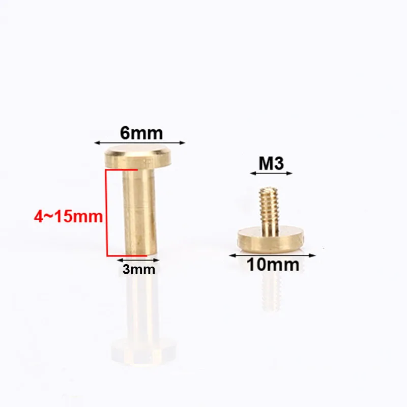 10Sets/20Pcs Luggage Leather Metal Craft Flat Belt Screws Nail Rivets Brass  Gold Silver Solid Female Rivet Slotted Stud Head