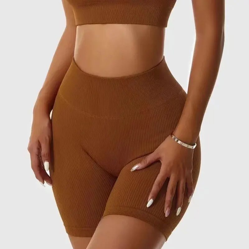 Seamless Knitted Sports Shorts Casual High Waist Push Up Cycling Shorts Fitness Running Tight Hip Lifting Yoga Sportswear sports shorts,running shorts,yoga shorts,workout shorts,seamless shorts