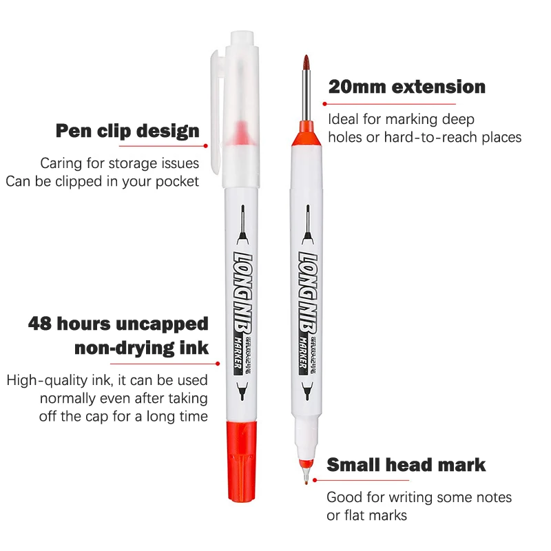 Construction Marker Pen 20Mm Line Marker tag Markers Pen Double Nib Long Head Deep Hole Metal Bathroom Carpentry Ceramic permanent marker pen permanent marker white marker pens long nib markers paint marker pen markers pen permanent markers mirror marker pens art marker pen art markers paint pen marker pens