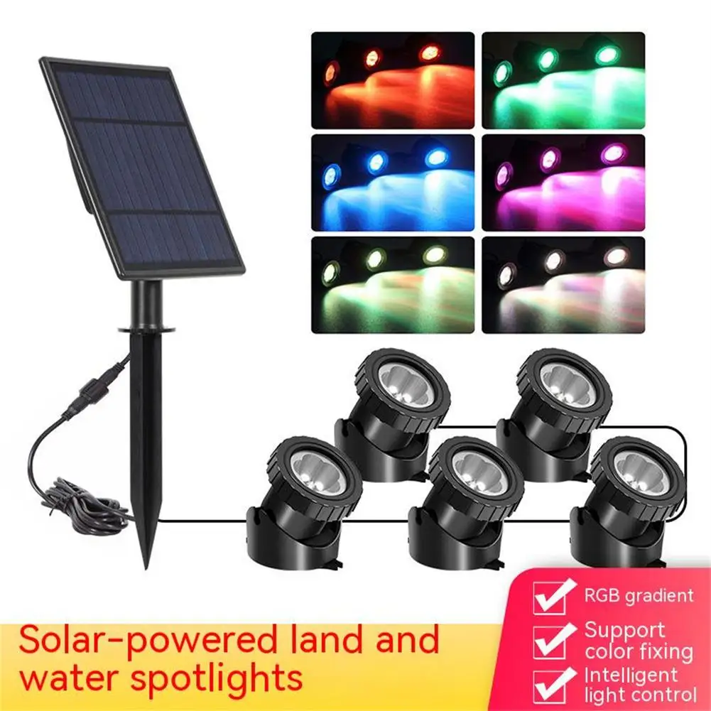 

1 Set Solar Led Spotlight 2000mah Lithium Battery Outdoor Rgb Colorful Landscape Light Garden Pool Pond Underwater Lamps