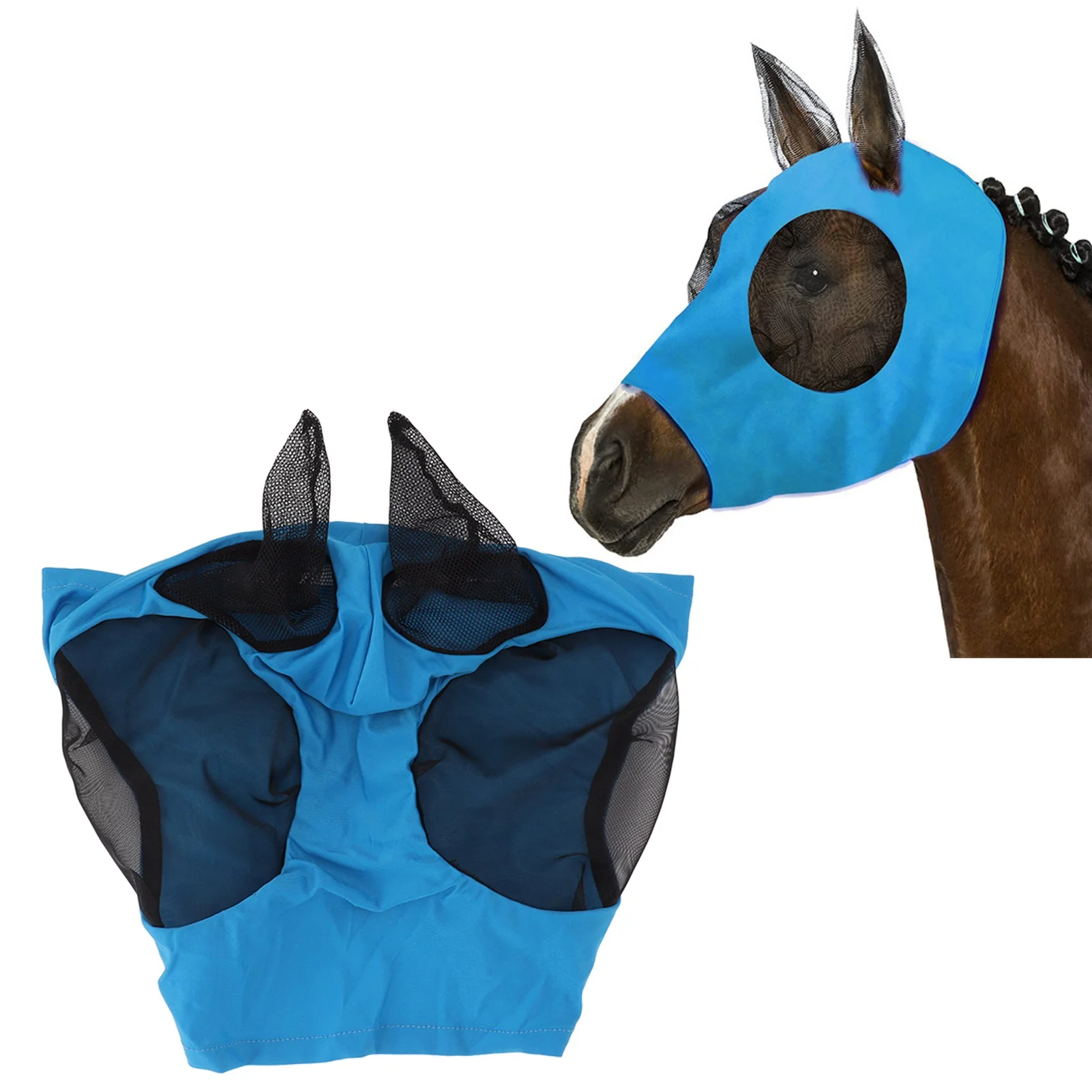 Horse Fly Mask with Ears Horse Mesh Fly Mask Breathable Elastic Face with Ears Riding Equestrian Equipment For horse fly mask