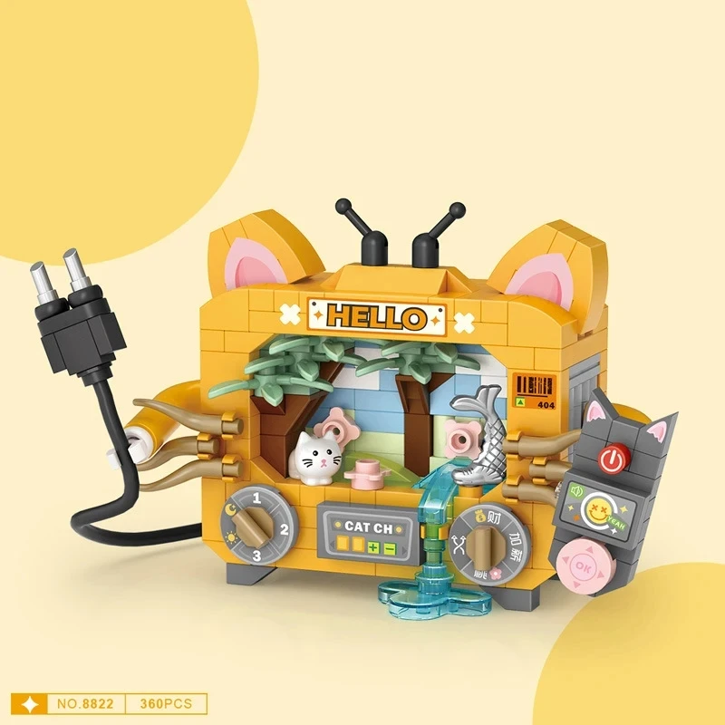 Compact DIY Toaster TV Set Brick Puzzle Toy