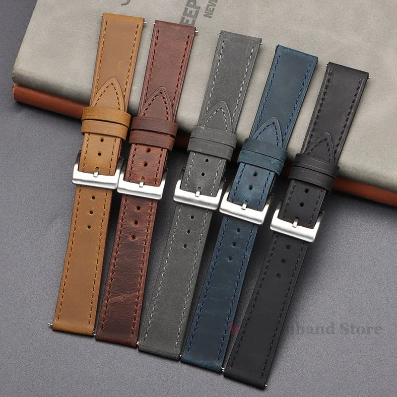 Vintage Retro Genuine Leather Watch Band - Quick Release Soft Strap