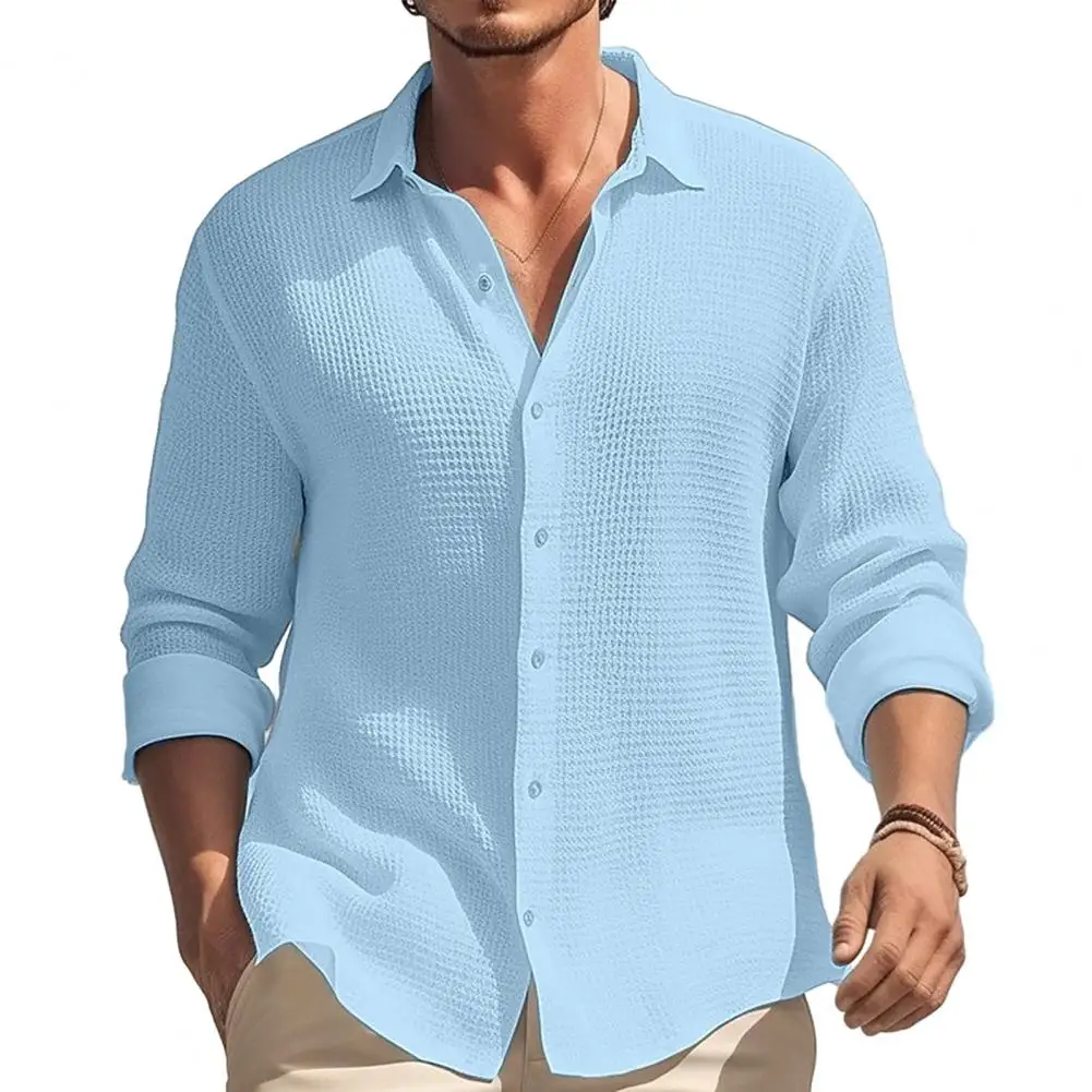 

Long Sleeve Shirt for Men Stylish Men's Office Shirt Breathable Soft Loose-fitting Long Sleeve Top for Fall Spring Men Daily Top