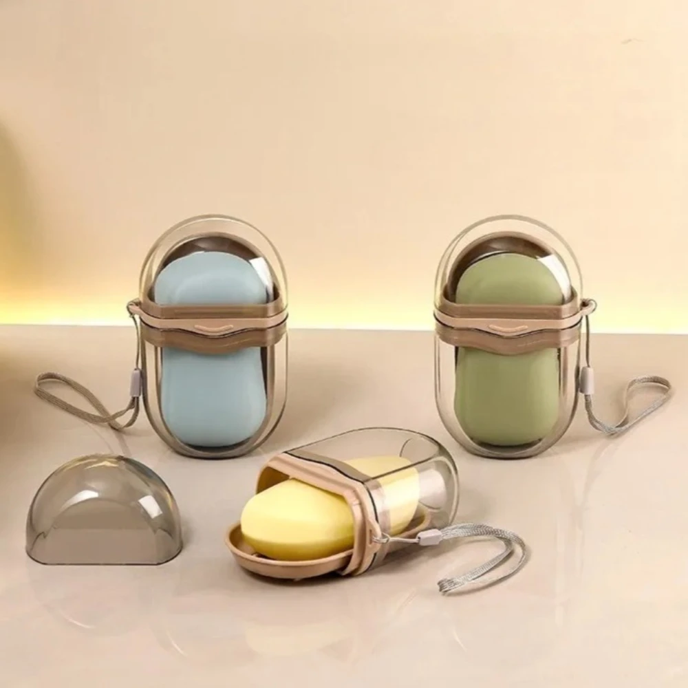 1PC Portable Travel Soap Dish With Drain Water Bathroom Supplies Waterproof Sealed Transparent Bathroom Holders And Dispensers