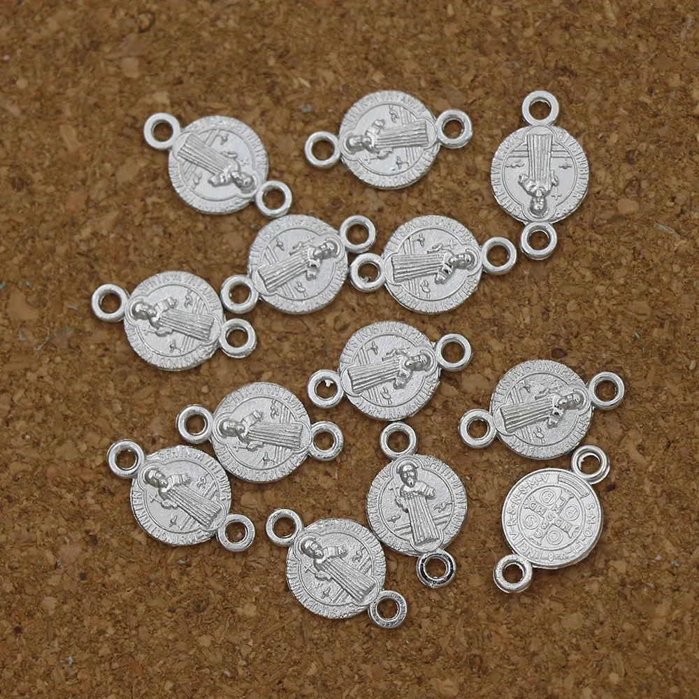 

Saint Benedict Medal Cross 2-Strand Plated Spacer End Connector Fit Necklace Bracelet Jewelry DIY L1710 15.2x9mm 60pcs