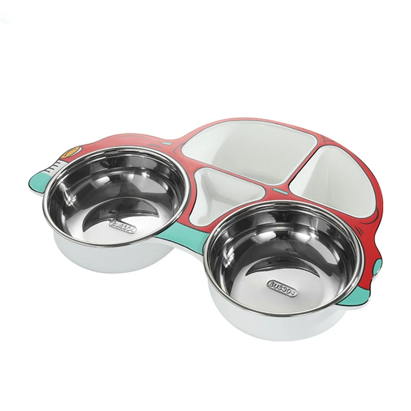 Cartoon Car Shaped Divided Baby and Toddler Plates Non-Slip Unbreakable Children durable baby toddlers Divided Baby plate