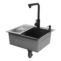 Stainless Steel Nano Coating Black Modern Kitchen Sink, Sink with Faucet, Multifunction Sink Set 2