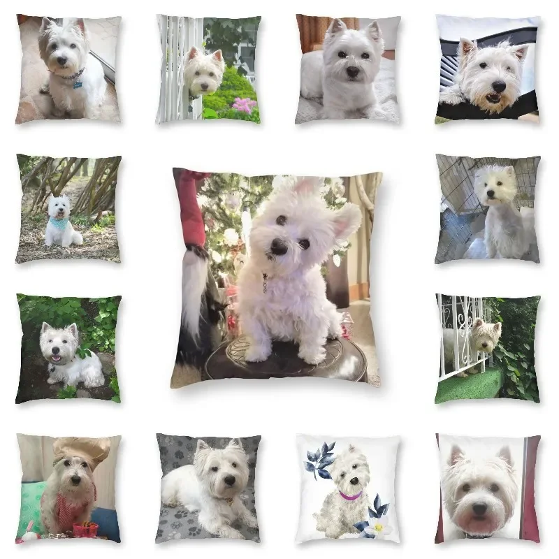 

Christmas Westie Square Throw Pillow Cover Home Decor 3D Double Side Print West Highland White Terrier Cushion Cover for Car