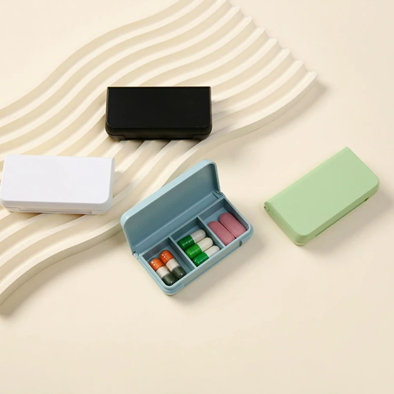 Compact Portable Pill Organizer - Cute Travel Medicine Storage Box with Three Compartments