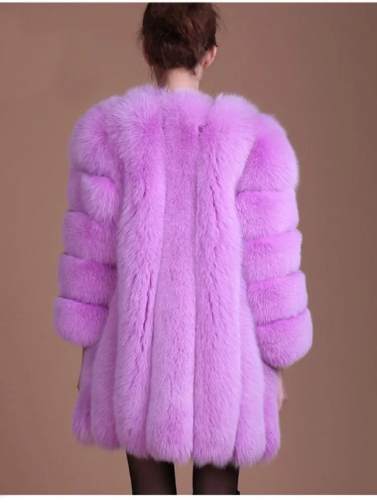 Fake Fox Fur Coat Silver Fox Fur Coat Women Winter White Long Sleeve Fluffy Jacket Outerwears Lady Fashion Jaqueta Feminina 2023