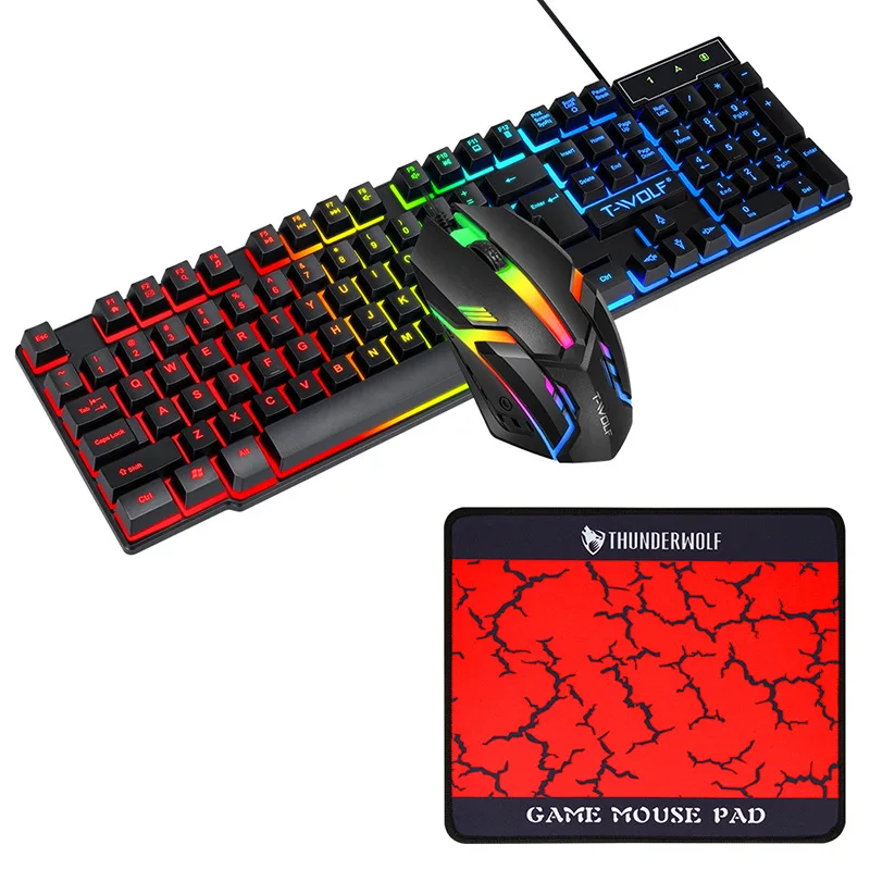 USB And Combos 4 In 1 English Gaming Wired Keyboard Set With Mouse Pad And Headphones_voghion.com