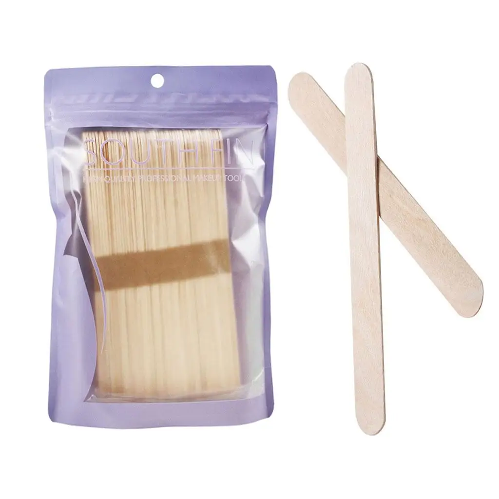 50 Pcs Wood Hard Wax Beans Spatula Set Wax Applicators Scrapers Sticks for Salon Home Face Eyebrows Body Beauty Wax Bean Stick 4