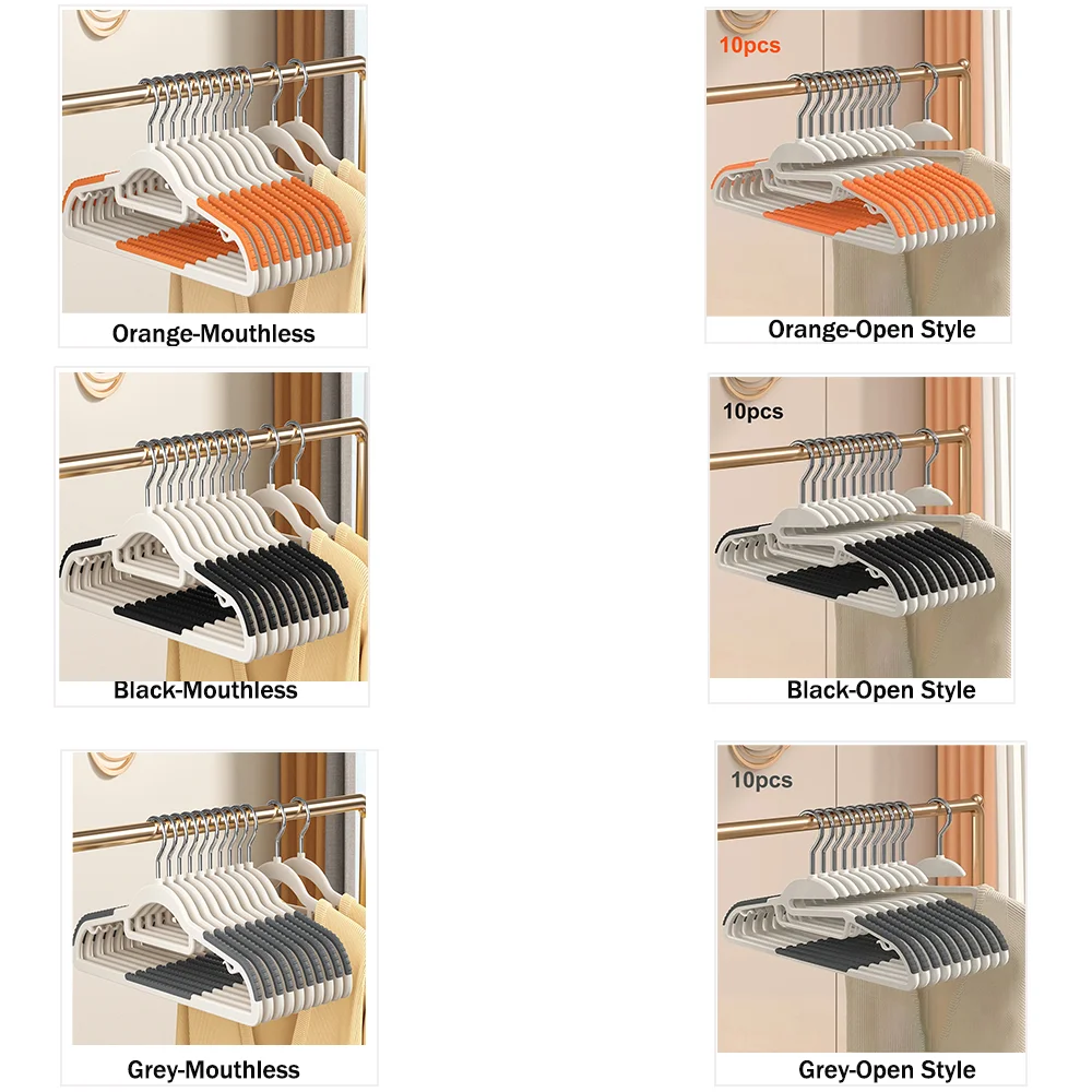 Hanger 10Pcs Anti-Slip Grey Multifunctional Wet and Dry Household Hanger Suitable for Hanging Storage Clothes Bedroom Ward 5