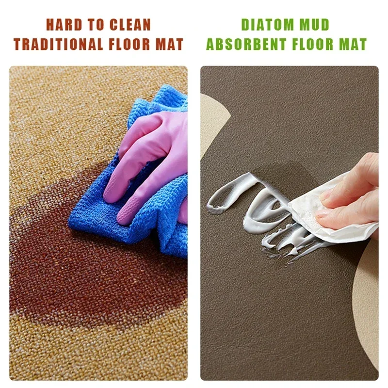 Kitchen Carpet Water-absorbent Anti-slip Floor Mat Diatom Mud Oil Absorption Foot Mats Minimalist Stripe Home Decoration Rug 5