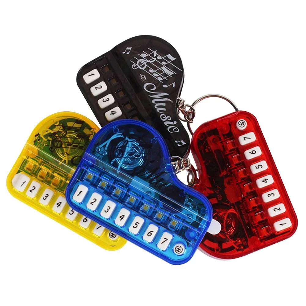 New Piano Toy Keychain Mini Electronic Organ Piano Key Chain with Lights Multifunctional Electronic Piano Pendant Keyring Gift