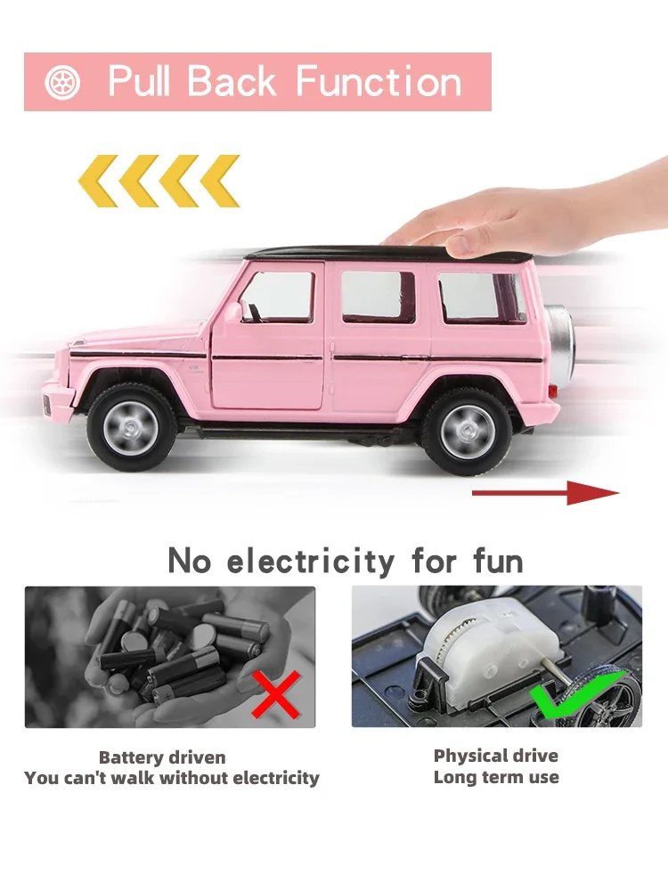 1:36 T1 Bus G63 Alloy Car Girl's Toys Gifts For Girlfriend Pink Series Diecast Toy Vehicles Simulation Exquisite Model F154 3